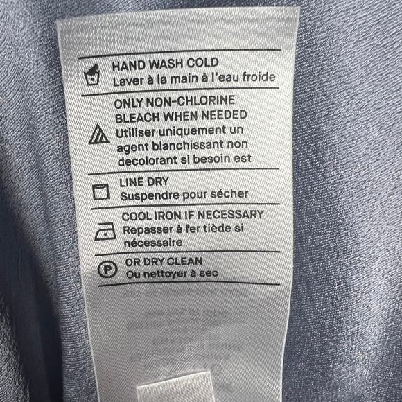 Vince Women's Size XXL 100% Silk Band Collar Blouse Iris Blue Long Sleeve - Picture 10 of 10